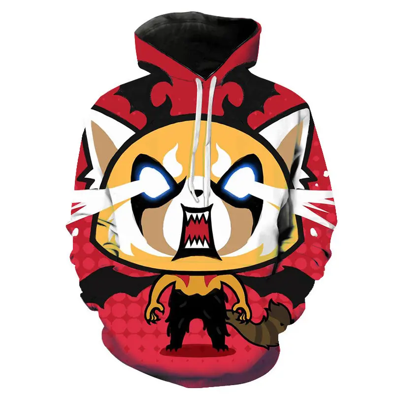 

Новинка, худи Aggretsuko с 3D принтом для мужчин и женщин, детская модная Толстовка с длинным рукавом, уличная мода, куртка для мальчиков и девочек