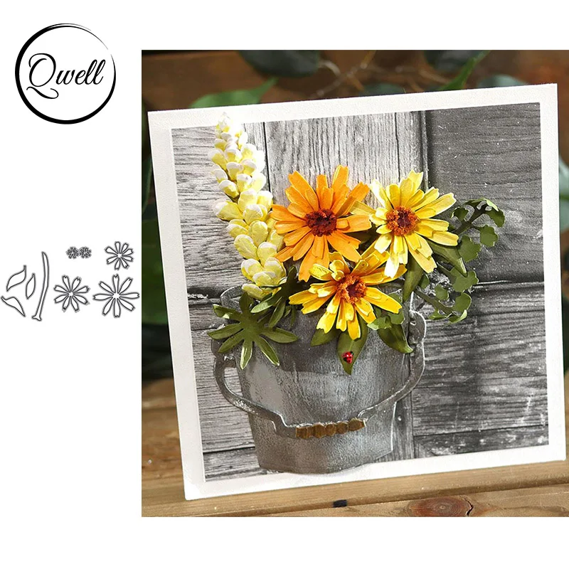 Пресс формы QWELL в виде цветка календулы для скрапбукинга и изготовления карт