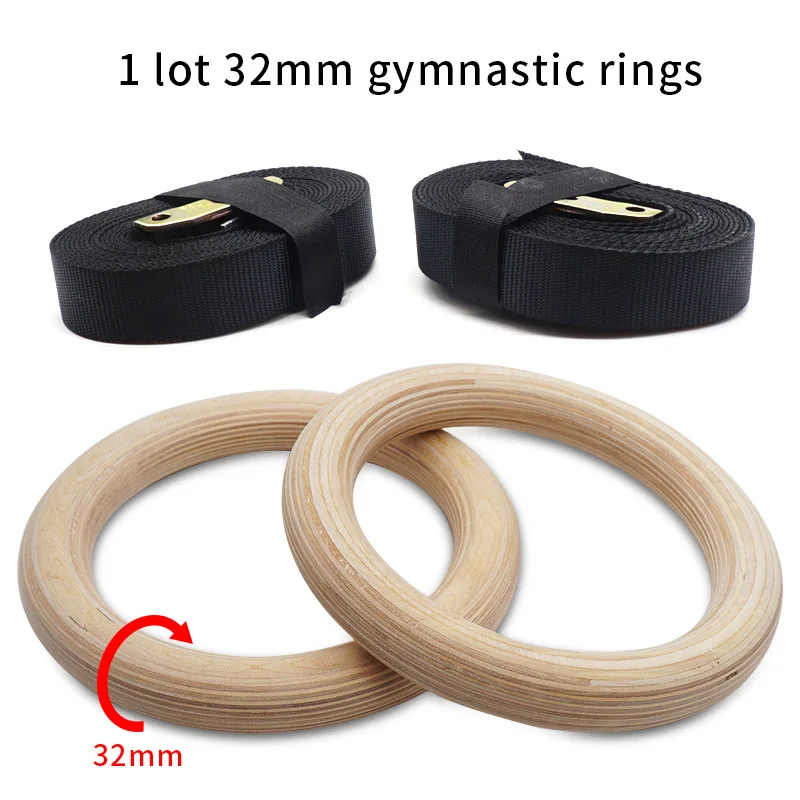32mm 1 пара 28 мм/30 мм профессиональные упражнения фитнес деревянные гимнастические кольца для дома и спортзала упражнения Кроссфит подтягивания мышцы Ups F - Цвет: 32mm