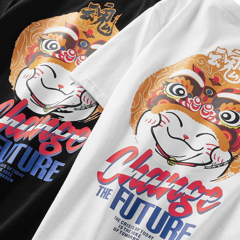 

Wimilous Men's T-shirt 2021New Trendy Baggy Cartoon Print Short-Sleeve Hip-Hop Half-Sleeve