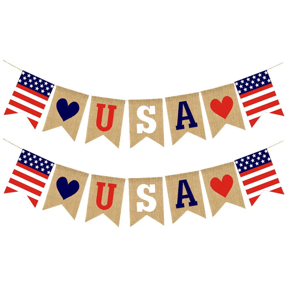 

2 шт. баннер из мешковины флаг на День Независимости