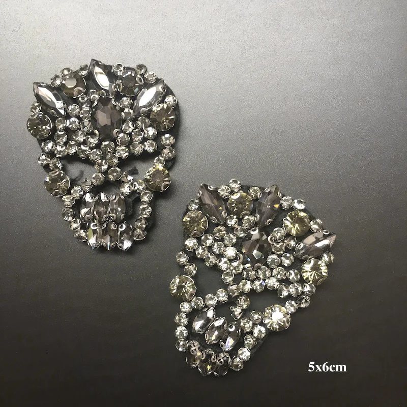 1 шт. нашивки со стразами и бисером ручной работы аппликация в виде черепа лица