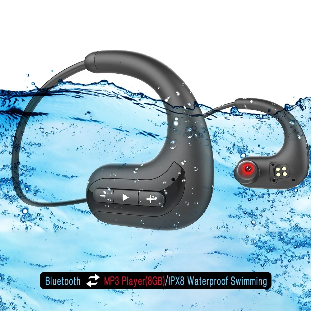 Wireless headphones Bluetooth Earphones 8GB IPX8 Waterproof MP3 Music Player Swimming Diving Sport Headset For Huawei