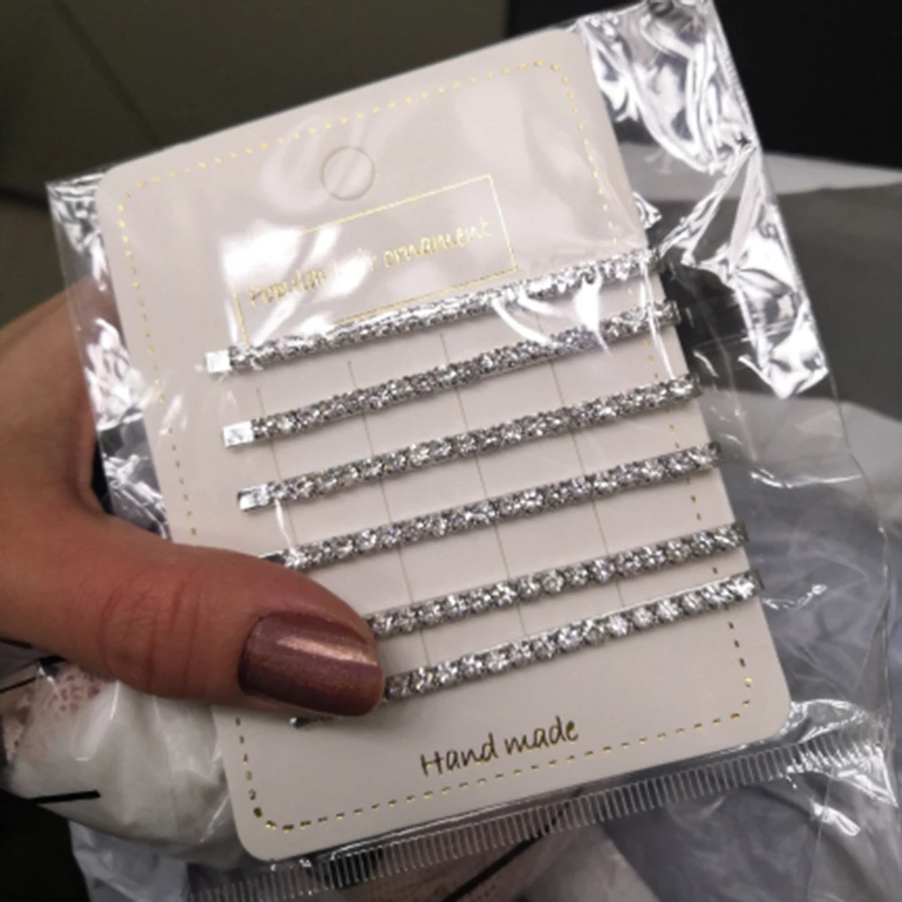 Женские металлические заколки Стразы с кристаллами 6 шт. для волос девочек