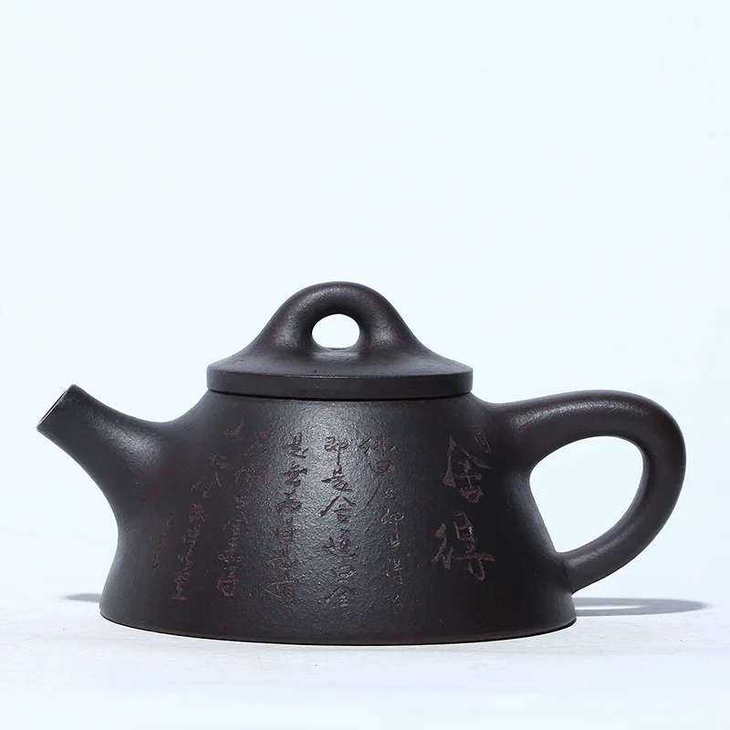 

Yixing Famous Manual Dark-red Enameled Pottery Teapot Overlord Stone Drum Teapot Kung Fu Tea Have Gift Goods