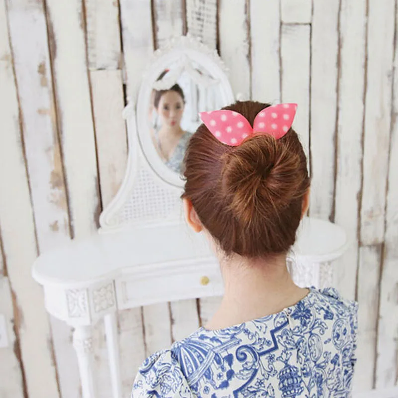 1 шт. волшебная губка с ушками кролика в горошек и губ|bun maker|rabbit earsmagic sponge hair |
