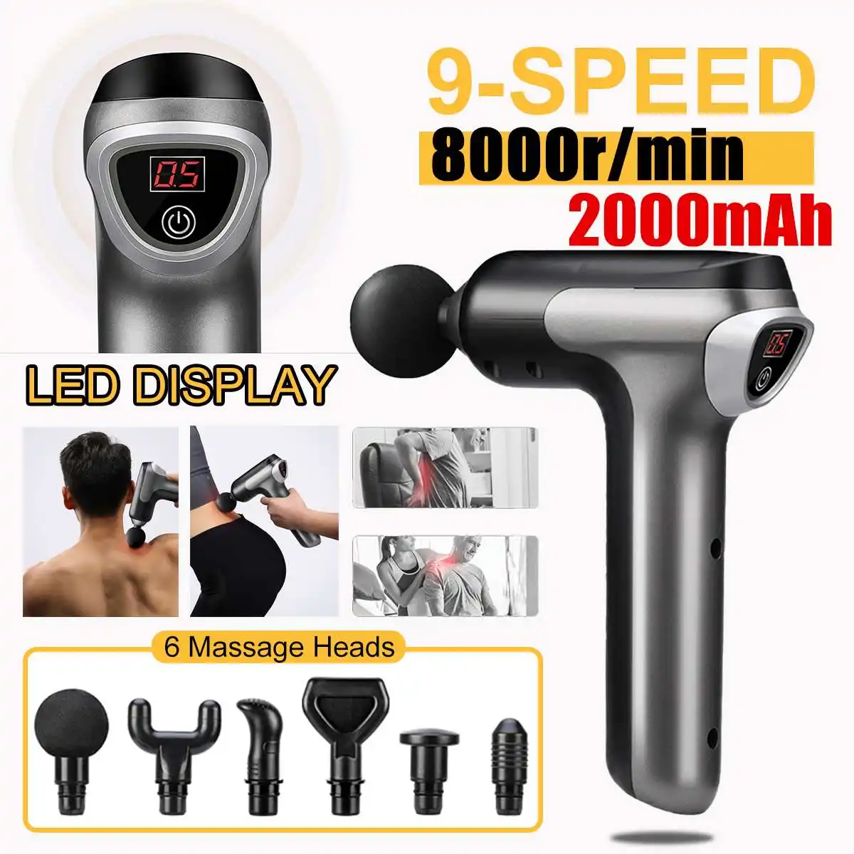 

NEW Electric Muscle Massage Gun 9 Gears High speed Vibration Massager Therapy Gun For Relaxing Shock Vibration Deep Muscles