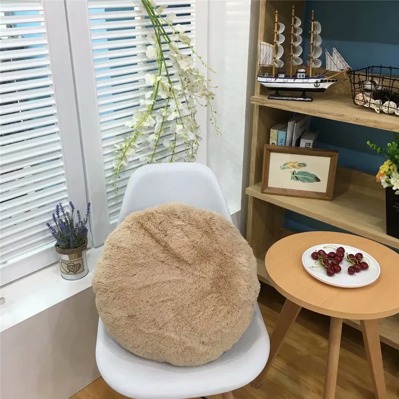 Скандинавские Ins 45 см Подушка круглая плюс бархатная поясничная Cunshion Толстая теплая диванная подушка кровать ткань Подушка украшение дома Автомобильная подушка - Цвет: light tan