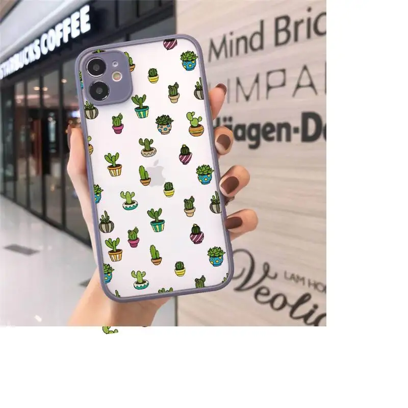 

Cactus cartoon cute pattern luxury Phone Cases shellmatte transparent For iphone 7 8 11 12 plus mini x xs xr pro max cover