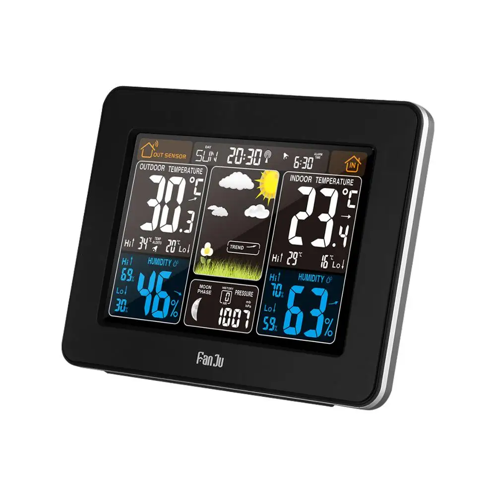 Беспроводная метеостанция для дома и улицы прогноз температуры часы настенный