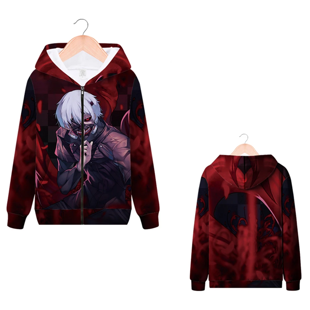 

Худи на молнии с аниме Токийский Гуль, повседневная женская уличная одежда с 3D принтом для студенток, куртка для подростков в стиле хип-хоп, ...