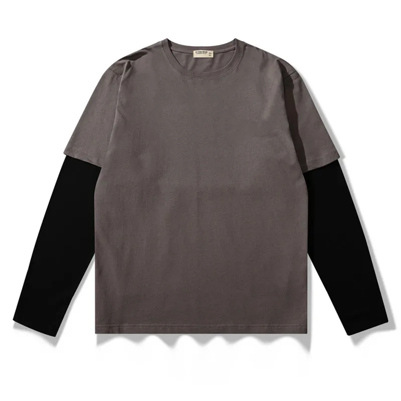 

Spring Women's T-shirt Solid Color Classic Round Neck Long Sleeve Fake Two Piece Cotton Top Fashion Casual Comfortable 2021 New