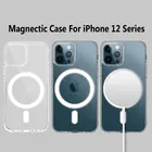 Магнитный ударопрочный чехол для iPhone 12 Mini 11 Pro Max SE2 XS XR X 8 Magsafing Macsafe, Роскошный прозрачный защитный чехол