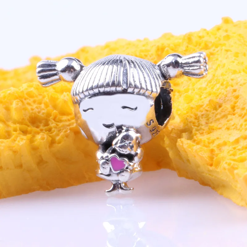 

Bewill Genuine 925 Sterling Silver Ponytail Girl Charm Fit Original Bracelet Diy Jewelry