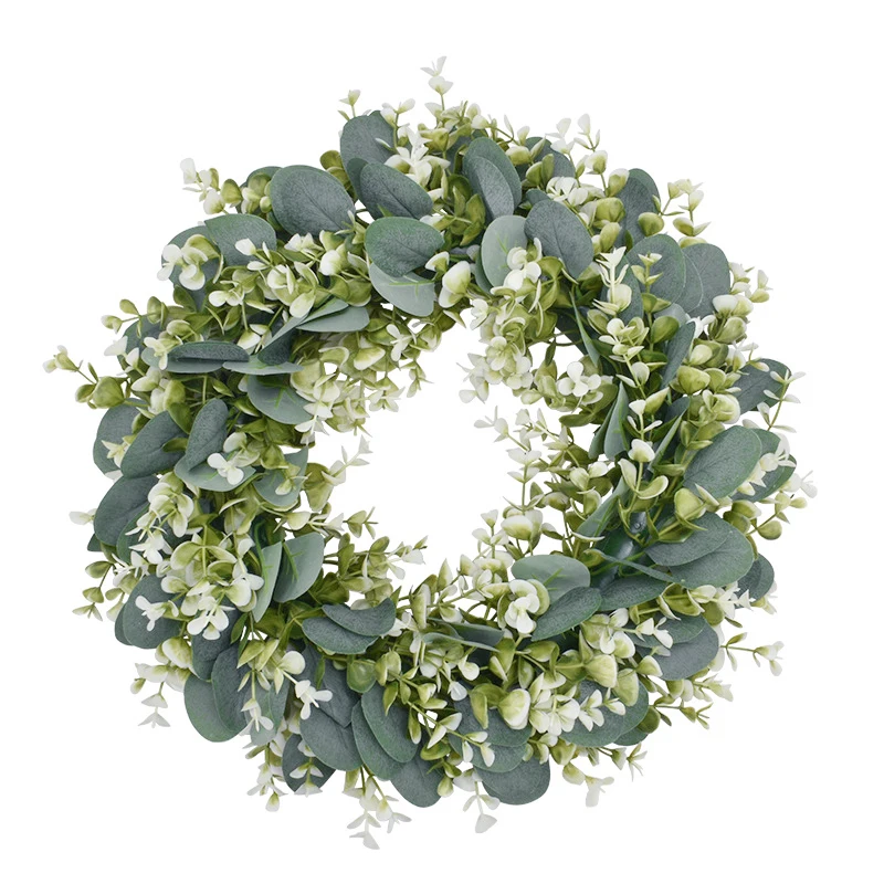 

Artificial Flowers Eucalyptus Wreath Sunflower Garland Simulation Green Plants For Wedding Wall Decoration Home Door Decor