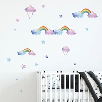 cartoon cloud rainbow wall stickers for baby kids rooms bedroom wardrobe home decoration mural nursery layout stickers wallpaper
