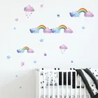 Мультяшные радужные наклейки на стену в виде облака для детской комнаты, спальни, гардероба, украшение для дома, наклейки на стену