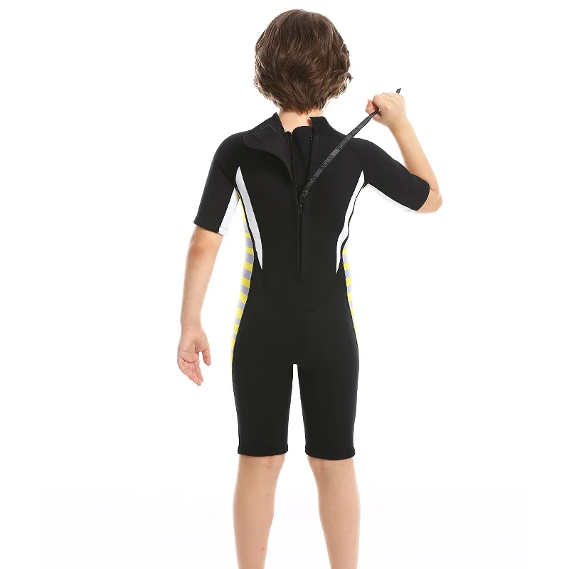 

New 2.5mm Short-Sleeved Diving Suit Warm One-Piece Kid's Swimwear Sun Protection Boy's Swimsuit