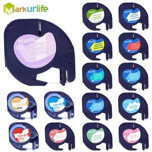 91201 12 мм * 4 м черный на белом Совместимость для Dymo Letratag Пластик лента LT 91331 LT9120112267 18769 18771 для LT-100H LT-100T