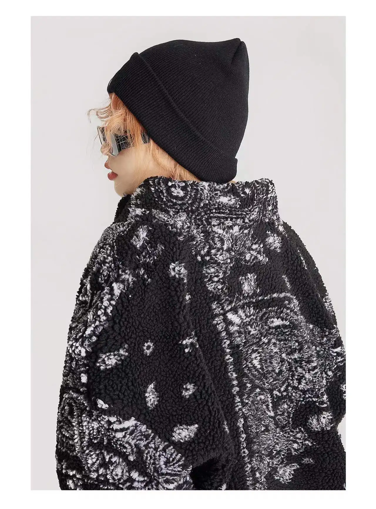 Tideshec Streetwear Couple Jacket Men Vintage Totems Coats Hipster Loose All-match Outwear Winter Lambswool High Street Harajuku | Мужская