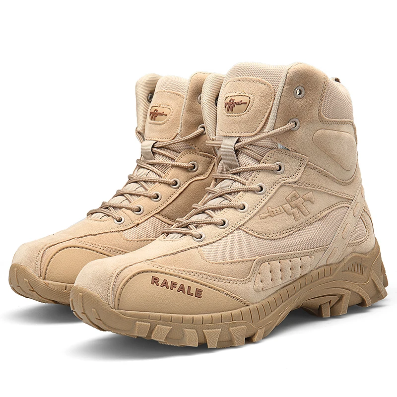 

Military Tactical Men's Boots Big Size 39-46 Rafale Special Force High Cut Army Desert Combat Sandy Color Leather Work Shoes