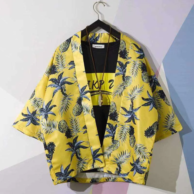 Традиционное японское мужское кимоно свободного кроя в стиле хип хоп Уличная