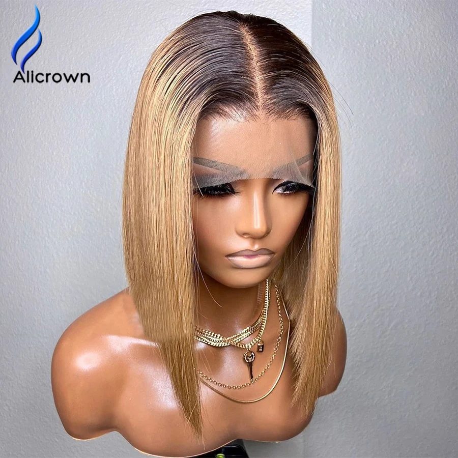 Парик ALICROWN T-part Женский короткие волосы из человеческих волос с короткой