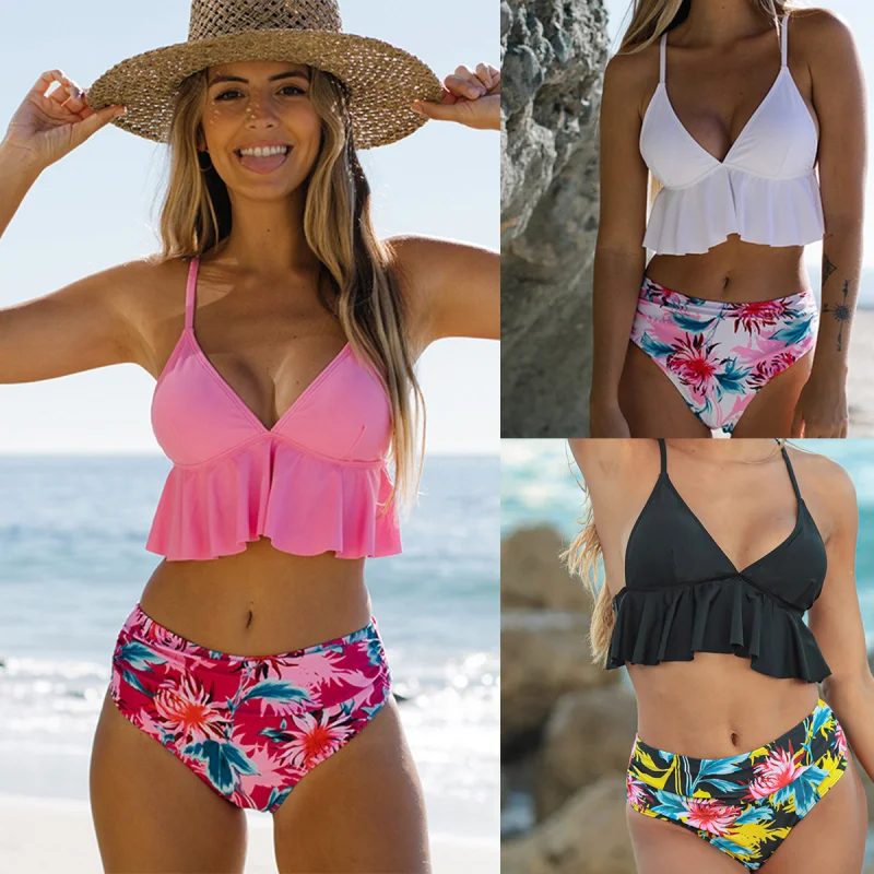 

Sexy Swimsuit Women Bikini Push Up 2021 Sexy Princess Pink Bikini Swimsuit Fashionable Split Beach Bathing Suits