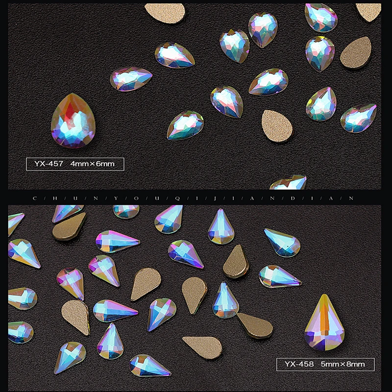 

50PCS Multi-Designs Crystal Rhinestones Strass Shiny Colors Crystal Stones Non Hotfix Gold Back Flat Manicure Stones ZD61