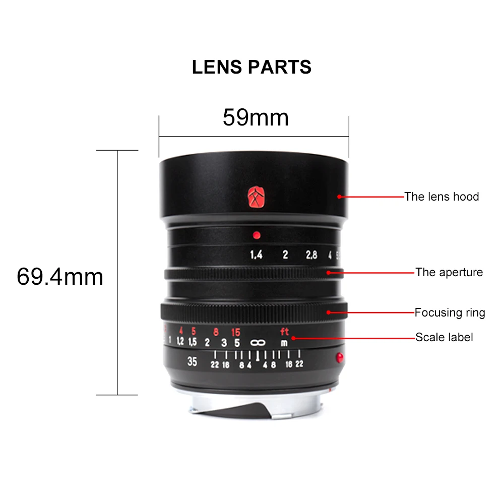 

7 Artisans Lens M35mm F1.4 Full Frame For Leica Cameras M2 /M3/M4/SL/ TL /TL2/CL Fujifilm GFX M-Mount Free shipping