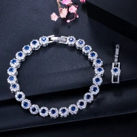 european fashion aaa zircon bracelet s925 sterling silver sparkling sapphire bracelet bride wedding luxury jewelry