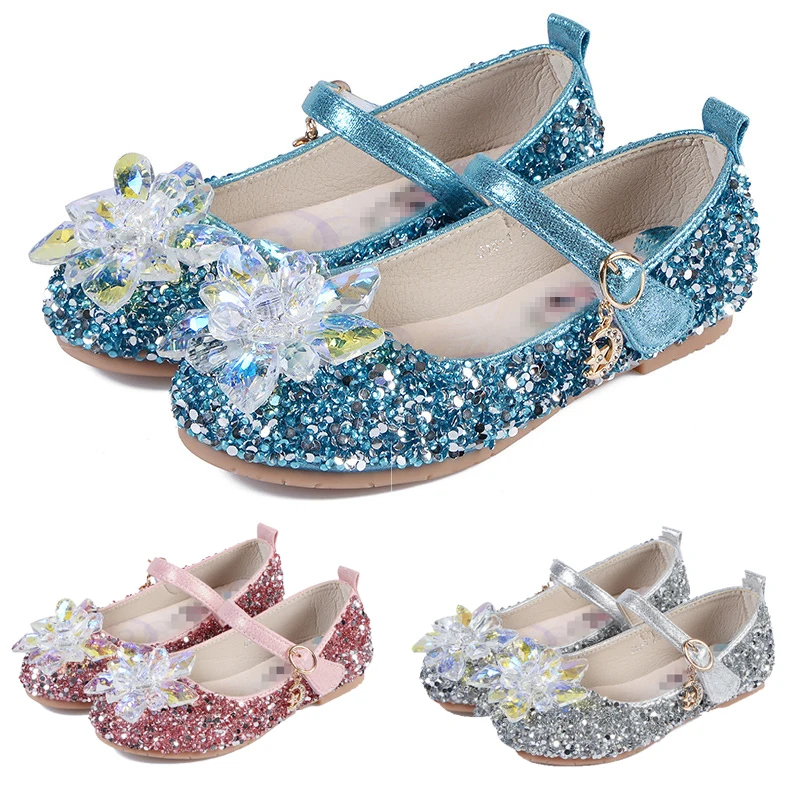 Обувь с кристаллами Анны и Эльзы летняя Свадебная праздничная одежда модные