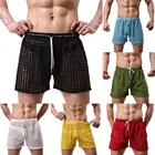 Новое мужское нижнее белье с завязками, сетчатые трусы-боксеры, сексуальное дышащее нижнее белье, боксеры