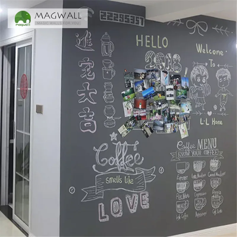 Magnetic double-layer gray color writing board 1.2*1.8m soft eco-friendly dust free graffiti chalkboard
