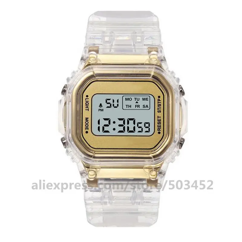 100 шт./лот HONHX Женские электронные часы Роскошные Пластиковые прозрачные с