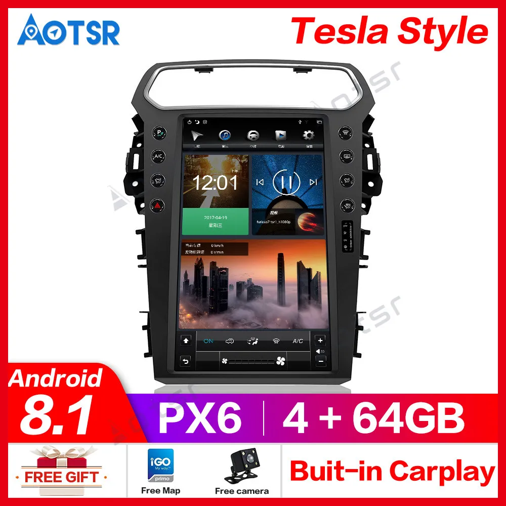 

4GB RAM vertical tesla screen Android 8.1 Car Multimedia Player For Ford Explorer 2011+ GPS Navi radio stereo head unit free map