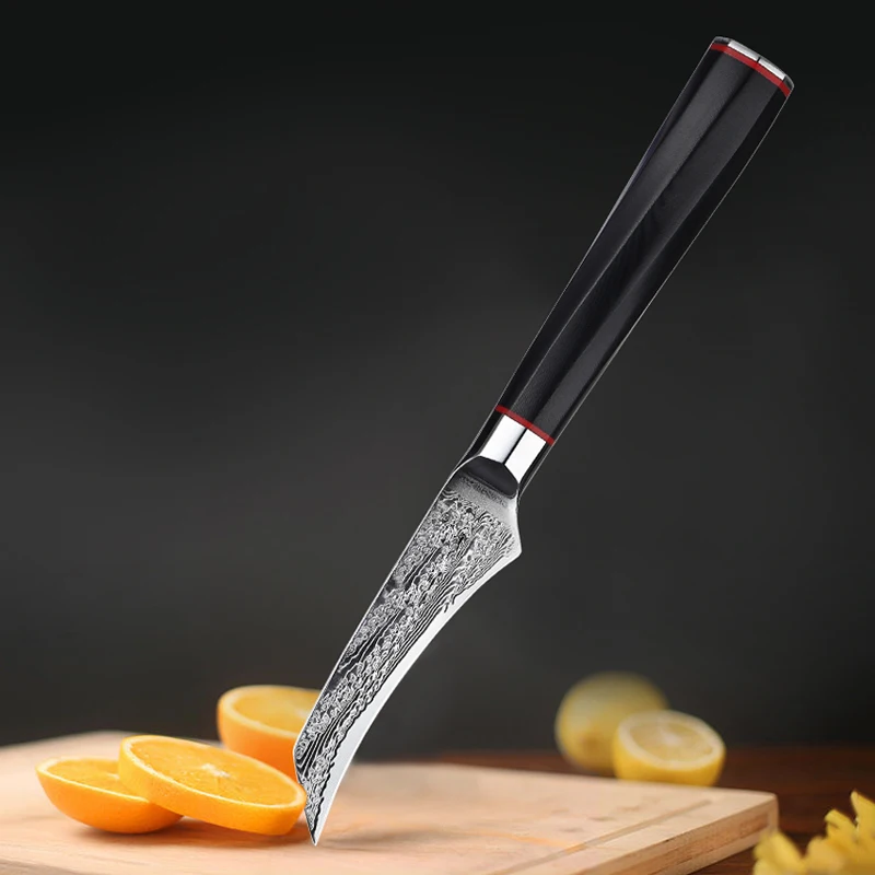 3.5 Inch Paring Knife High Quality Stainless Steel VG10 Damascus Steel 73layer Peel Fruit Knife Drawing Gyuto Knife With Box
