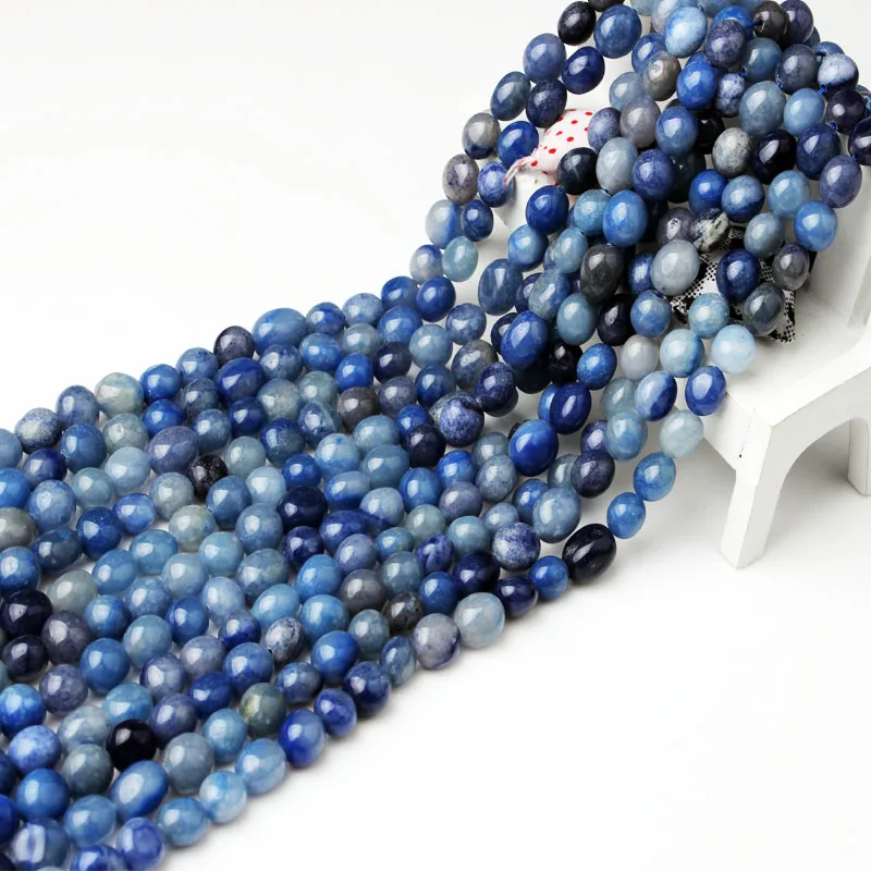 

LanLi fashion natural Jewelry Oval Blue Agates stone loose beads 8mmx10mm 47beads DIY men and women bracelet necklace