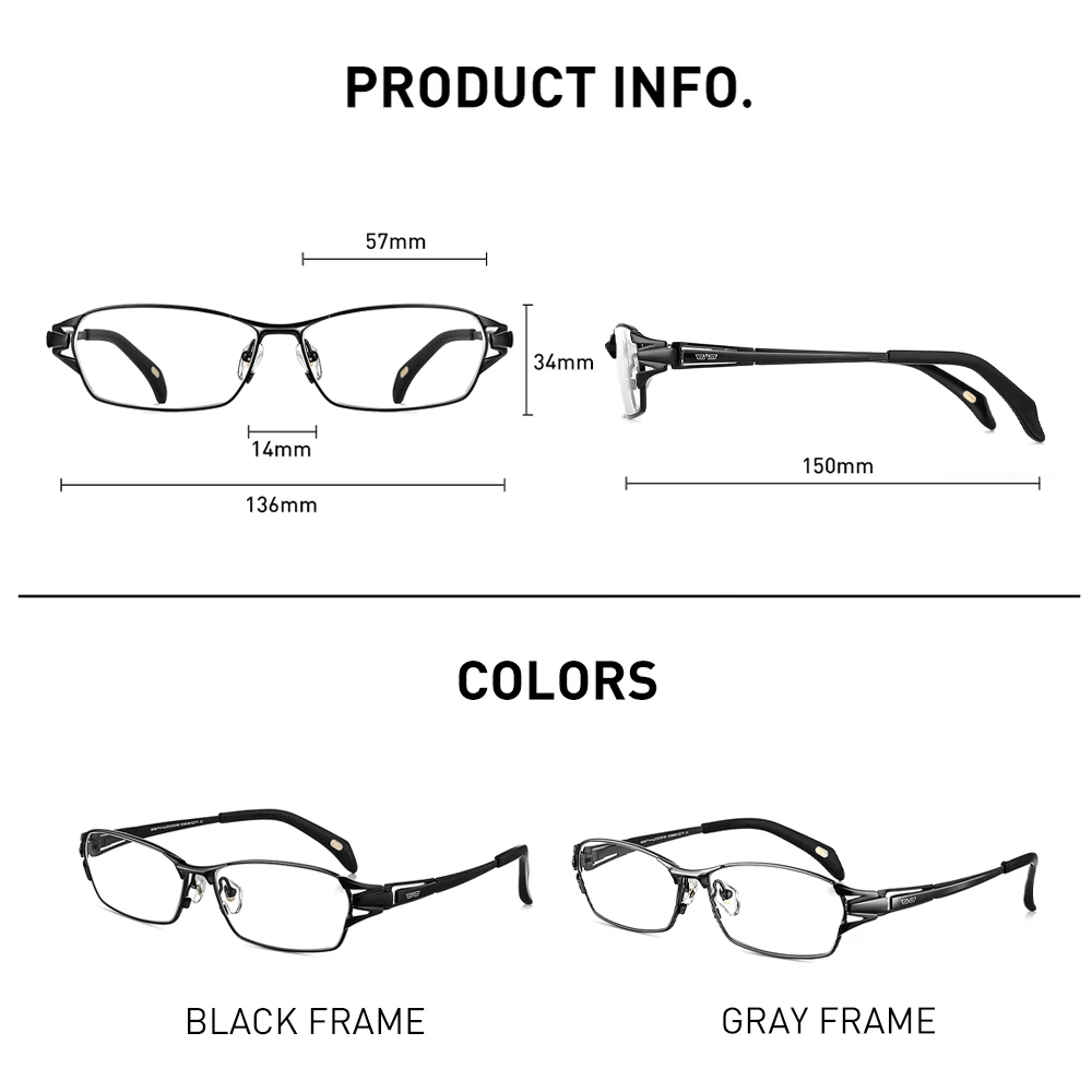 Мужские классические очки CAPONI квадратные из титана компьютерные оптические для