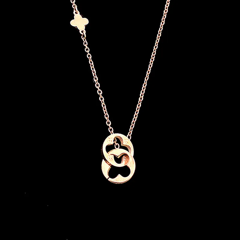 Ожерелье с двойной пряжкой Love Two Circle ожерелье римскими цифрами и цветком клевера