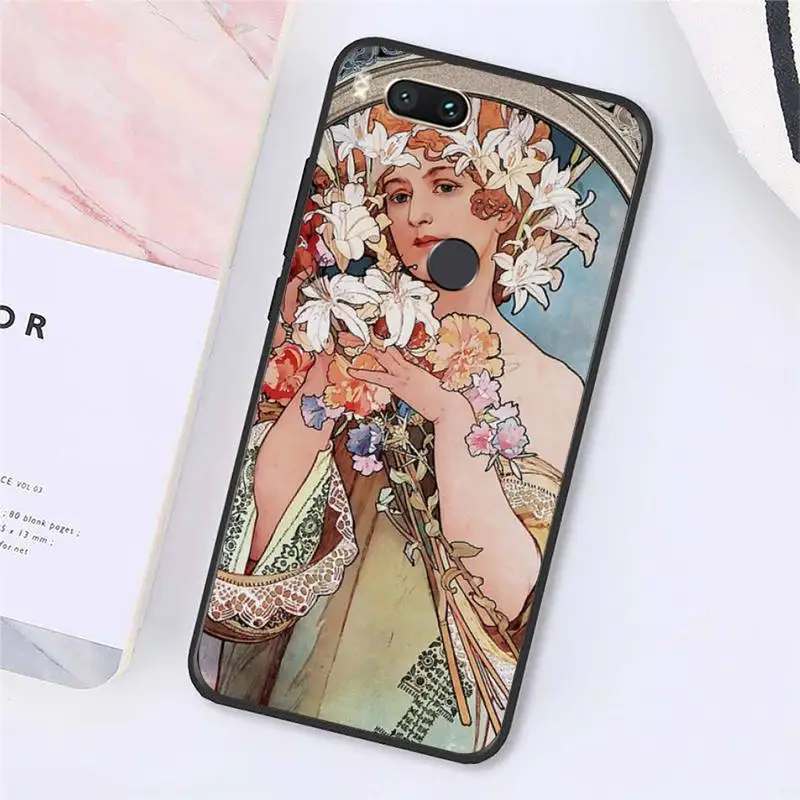 

Art Poster Alphonse Mucha Painted Phone Case For Xiaomi Redmi note 7 8 9 t max3 s 10 pro lite cover funda coque shell