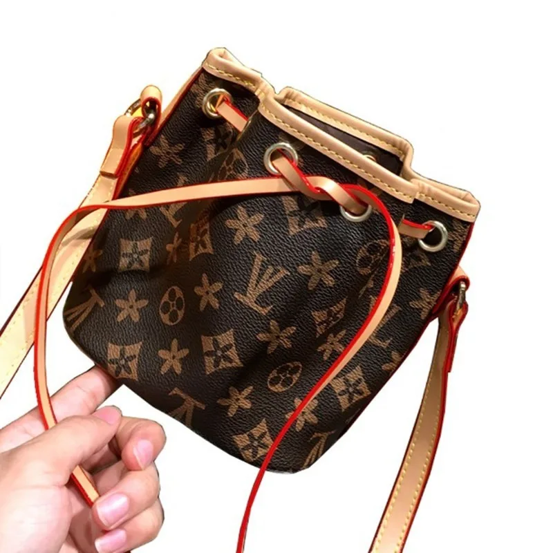 

hot fashion print mini bucket bags all-match drawstring shoulder messenger small bags with logo purses satchels handbagss