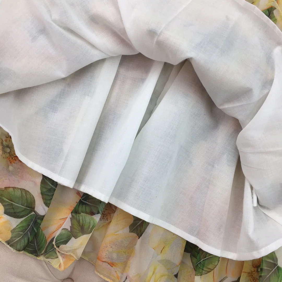 

2021 Kids girls summer yellow floral dress baby girl chiffon flowers dresses