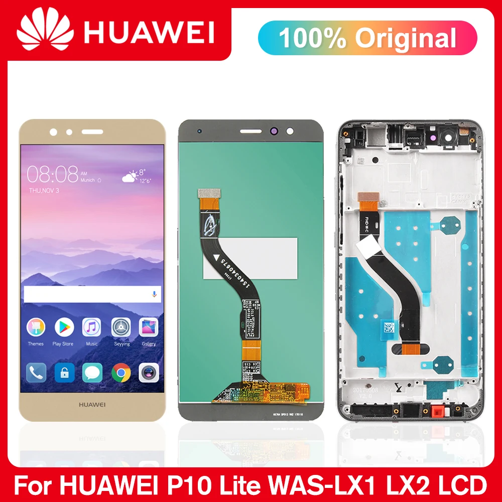 

5,2 "Оригинальный дисплей для Huawei P10 Lite, ЖК-дисплей, сенсорный экран, дигитайзер в сборе для P10Lite, запасные части с рамкой