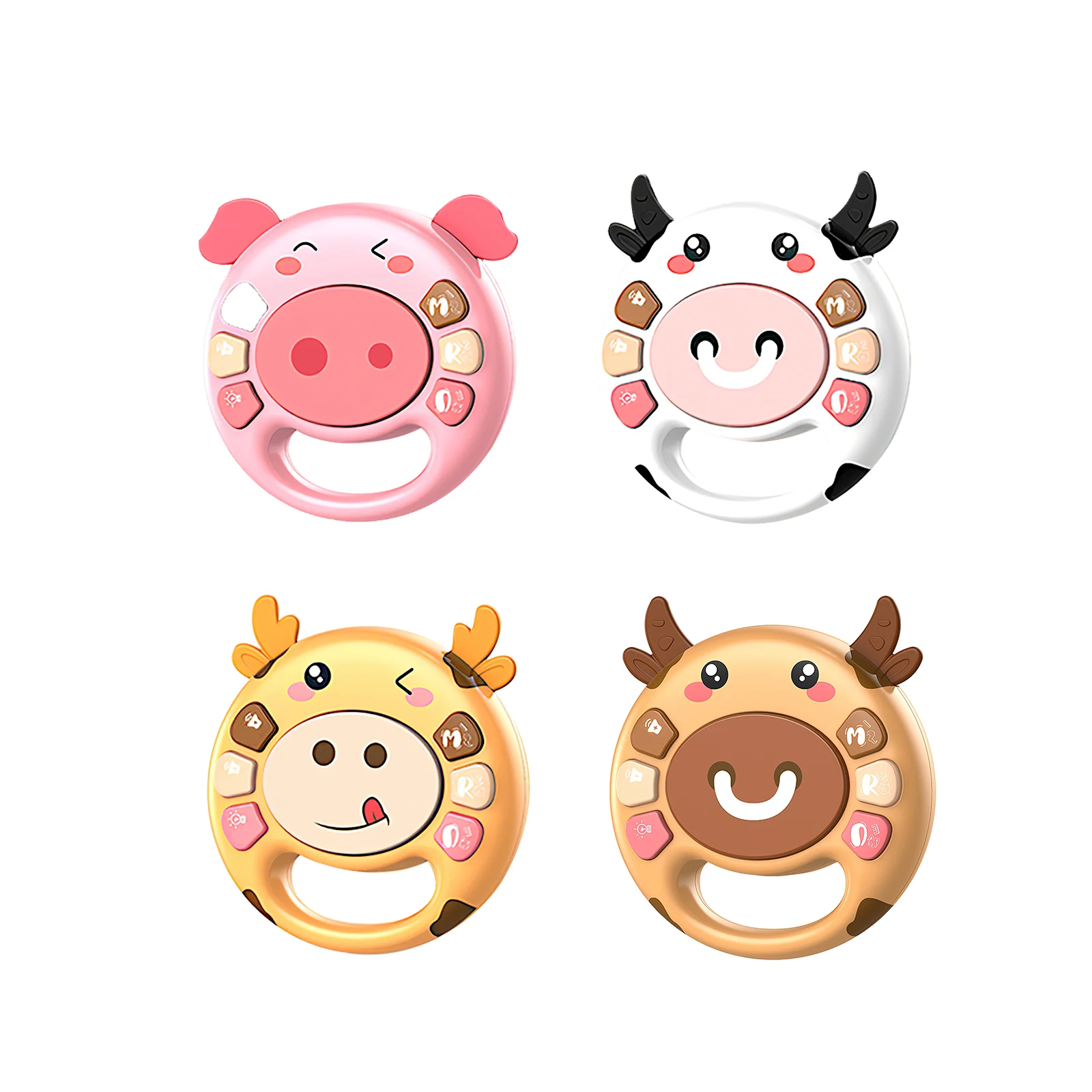

Cartoon Farm Animal Music Toy Rattle Electronic Hand Drum With Light Recognition Ability Baby Educational Playing Babies Gifts