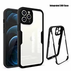 Новый прозрачный силиконовый чехол 360 градусов для iPhone 11 12 Pro Max X Xs Xr 7 8 Plus SE 2020 встроенный защитный чехол из ТПУ для экрана