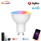 Умная Светодиодная лампа RUNSMART с регулируемой яркостью GU10 RGB + CCT Точечный светильник Zigbee требуется шлюз для работы с Alexa Google Home