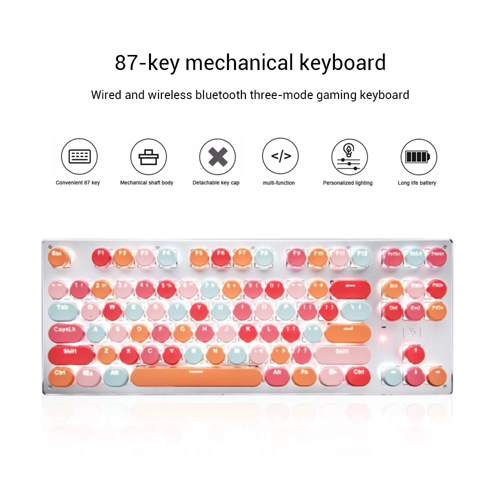 

87 Key Bluetooth Mechanical Keyboard Wired Wireless Personality Lighting Bluetooth 3 Mode Phablet Computer Game Keyboard