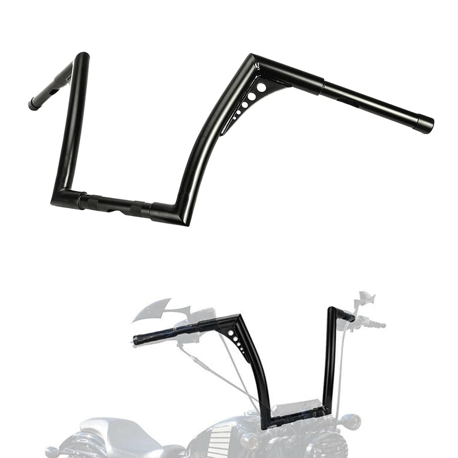 

Black Motorcycle Handlebars Rise Ape Hanger fits for Harley FLST, FXST, Sportster XL