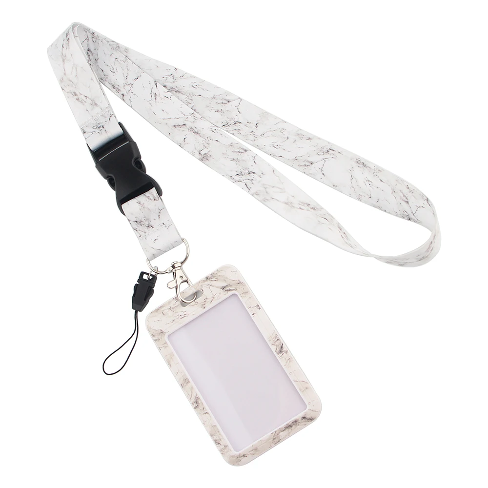 

BG557 White Marble Keychain Lanyard For Key Neck Strap ID Card Badge Holder Mobile Phone Hanging Rope Keyring Belt Strap